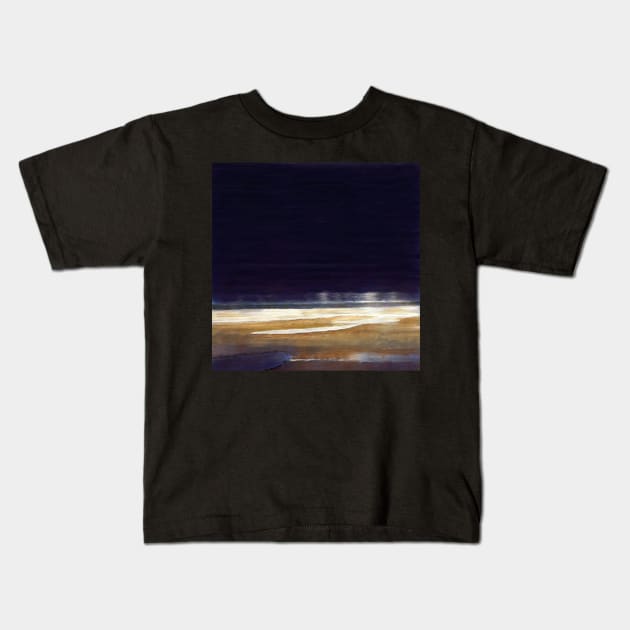 Night Beach landscape Ocean Kids T-Shirt by druidwolfart